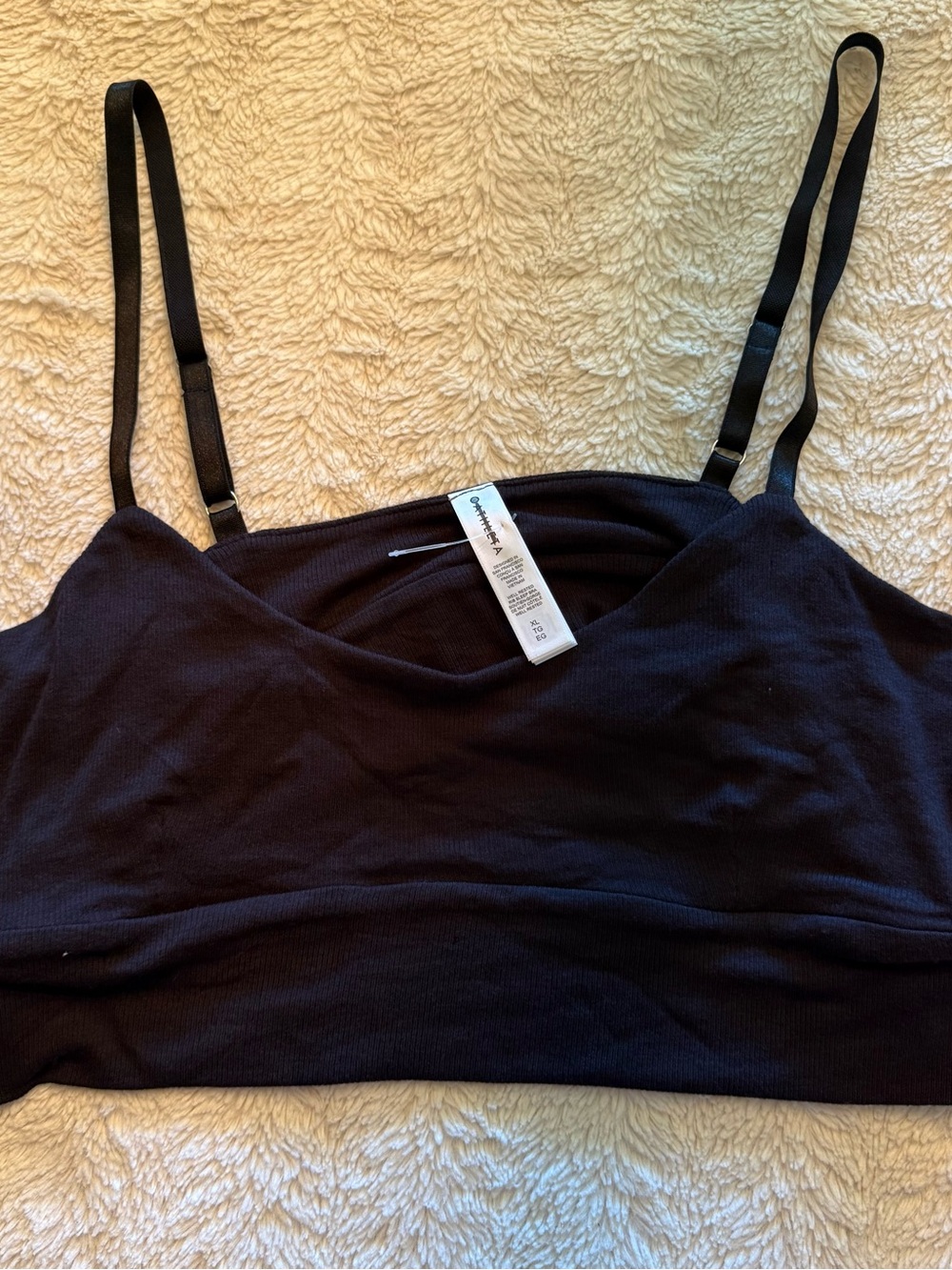 Athleta Well Rested Rib Sleep Bra Black Womens XL NWOT